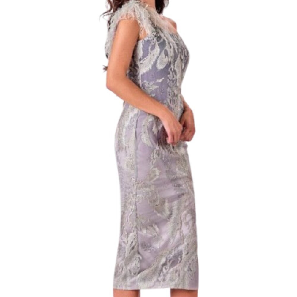 SALE NWT Terani Couture 2111C4557 Beaded Homecoming Dress Silver Size 4